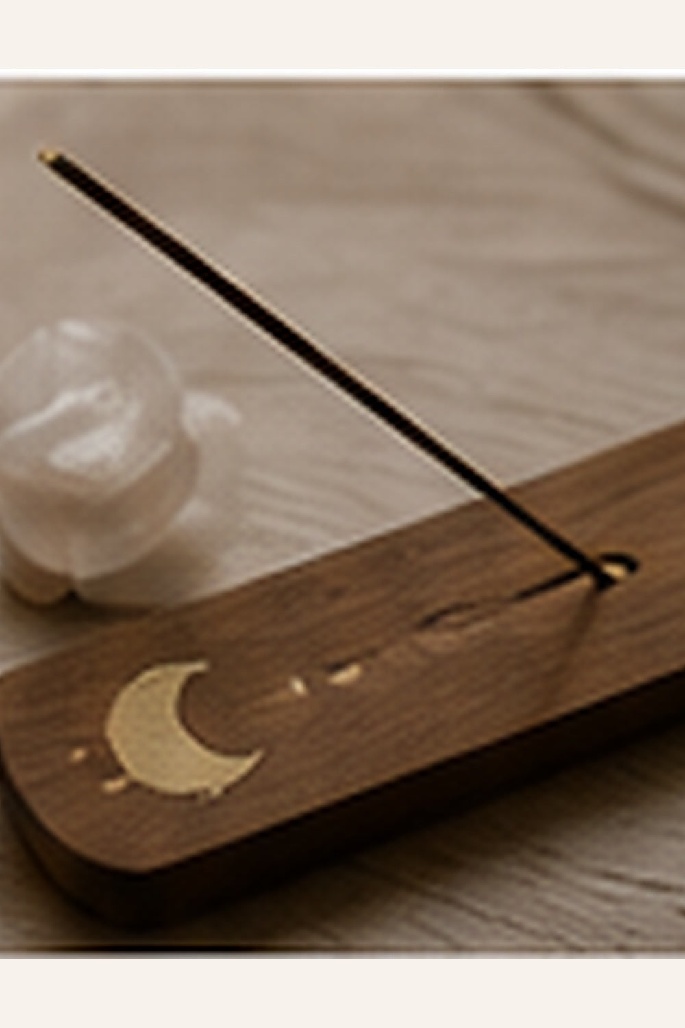 Wooden moon incense holder
