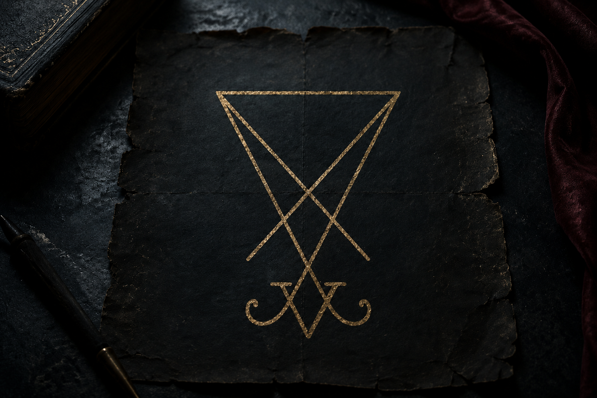 Authentic Seal of Lucifer in antique gold on dark parchment