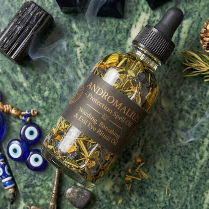 ANDROMALIUS Protection Spell Oil - Warding, Banishing & Evil Eye Ritual Oil - PsychicHermano