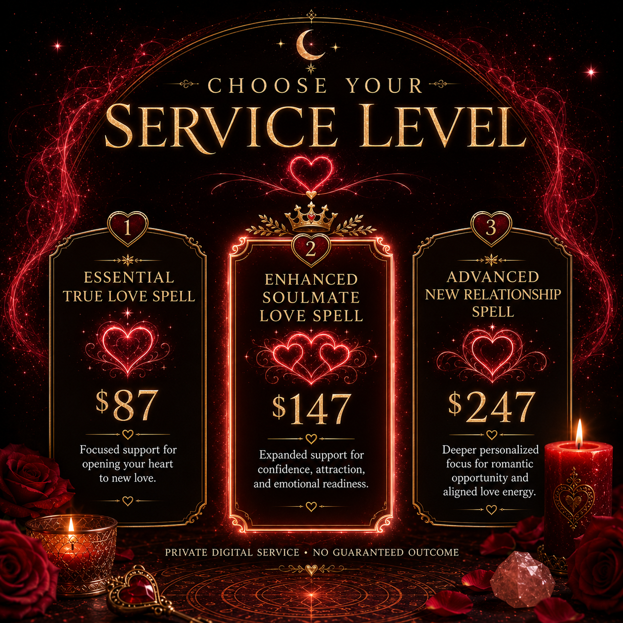 Attract True Love Spell service level and price comparison