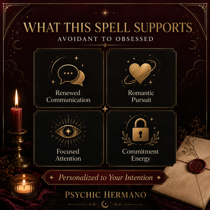 Avoidant to Obsessed Love Spell | Chase, Contact & Commitment — intended focus areas