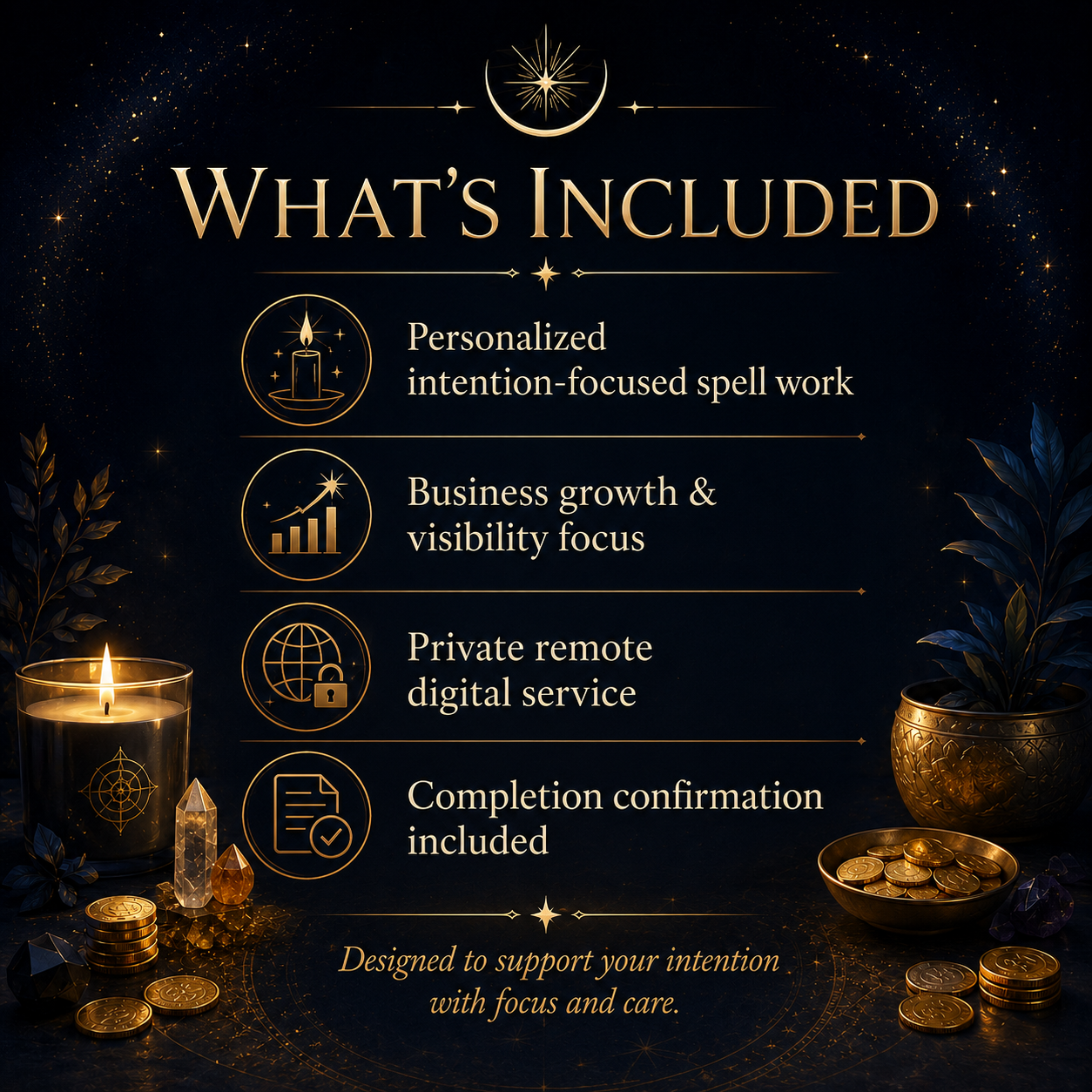 Business Success Spell personalized service benefits and completion confirmation