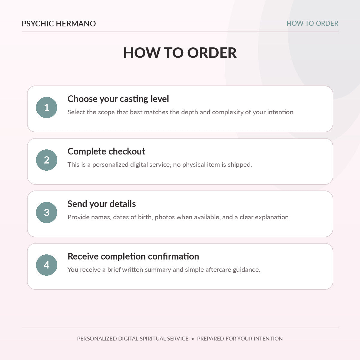How to order the Cleansing Spell from Psychic Hermano