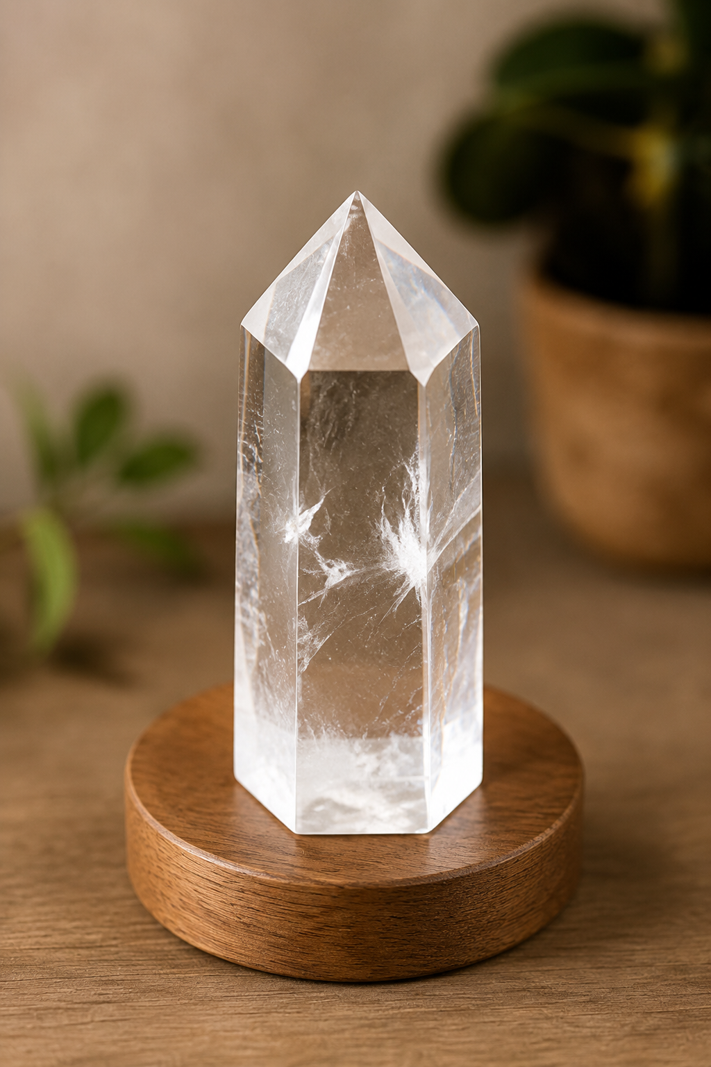 High-resolution representative image of a polished clear quartz display point