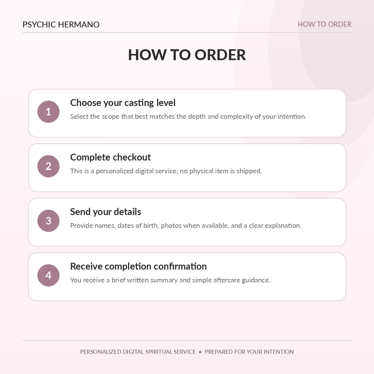 How to order the Confidence Spell from Psychic Hermano