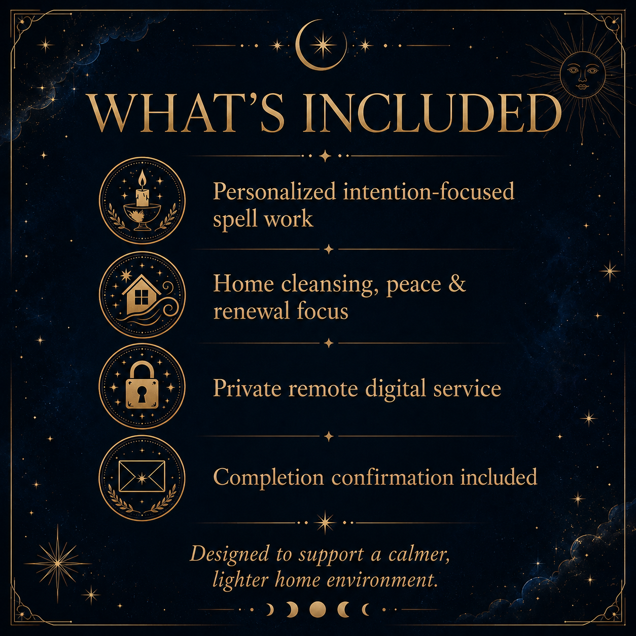 Home Energy Cleansing Spell personalized service benefits and completion confirmation