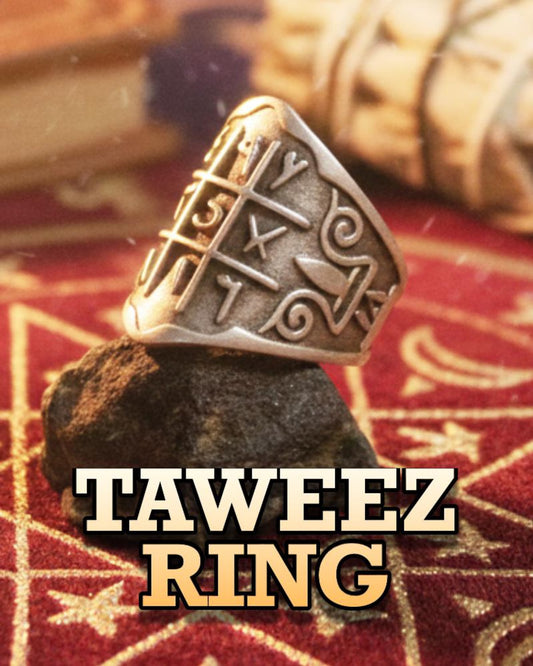 Powerful Taweez Ring for Black Magic (Sihr) Removal, Spiritual Healing & Lifetime Protection , Buduh Magic Quranic Square Amulet