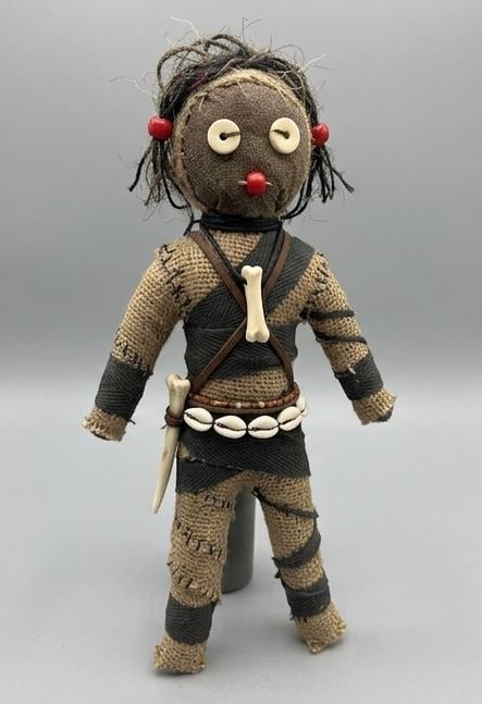 Guardian Spirit Doll hand-crafted voodoo protection poppet with cowrie shells and bone accent