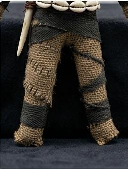 Guardian Spirit Doll lower body and cowrie shell waist detail