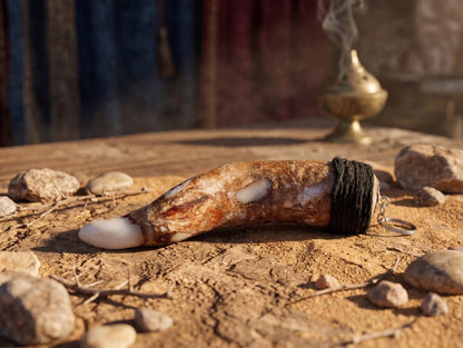 One-of-a-kind jinn horn spiritual vessel close-up