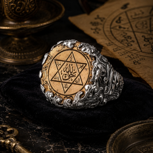 King Solomon Jinn Ring with Seal of Solomon for jinn magic power authority and spirit command