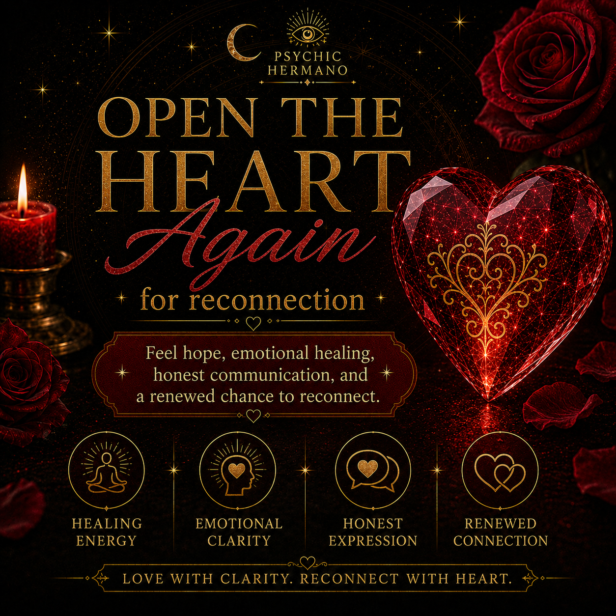 Lost Love Reconnection Spell emotional benefits including healing energy, clarity, honest expression, and renewed connection