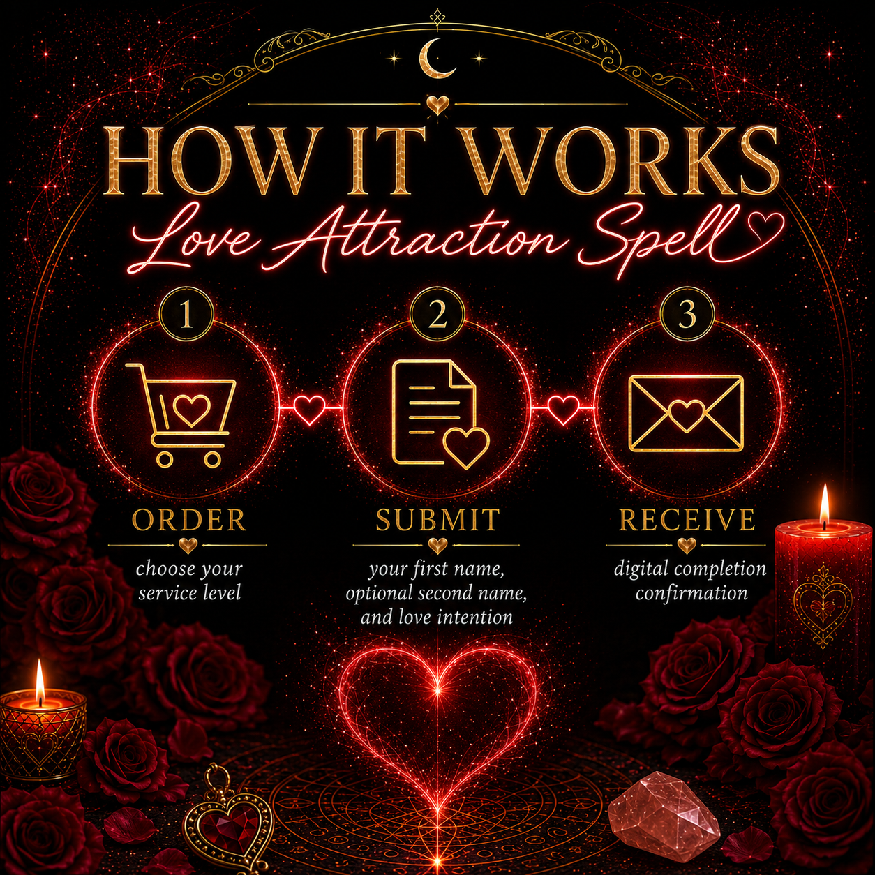 How the Love Attraction Spell works from order to digital confirmation