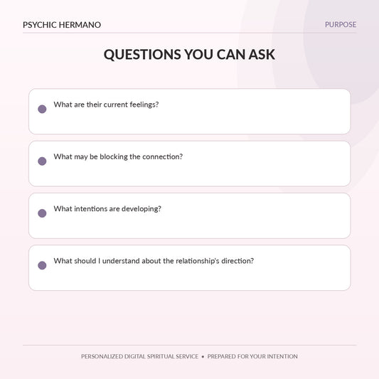 Questions to ask in a Love Reading about feelings intentions and relationship future