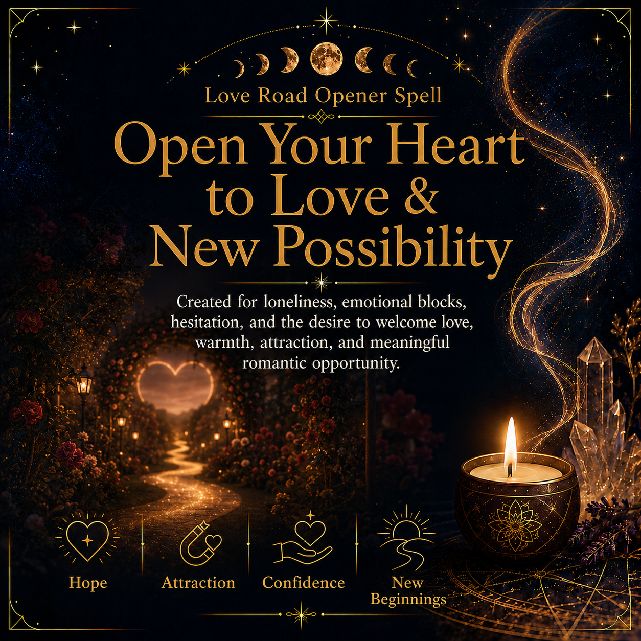 Love Road Opener emotional benefits for hope attraction confidence and new beginnings