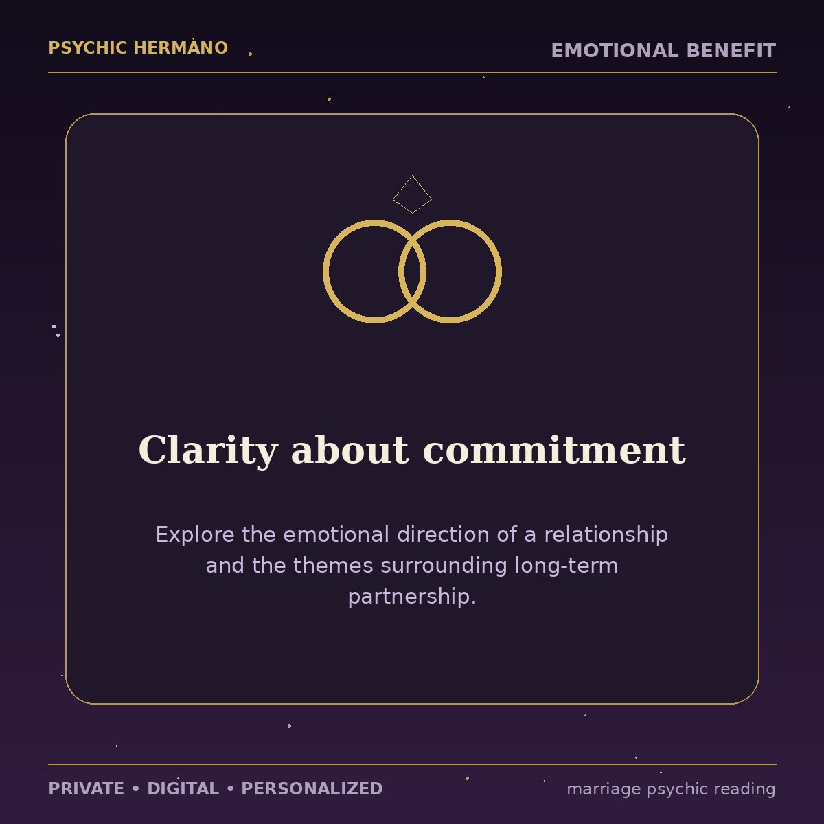 Marriage Psychic Reading emotional benefit — clarity about commitment
