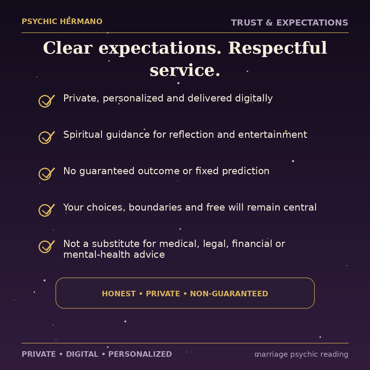 Marriage Psychic Reading trust, privacy and expectations