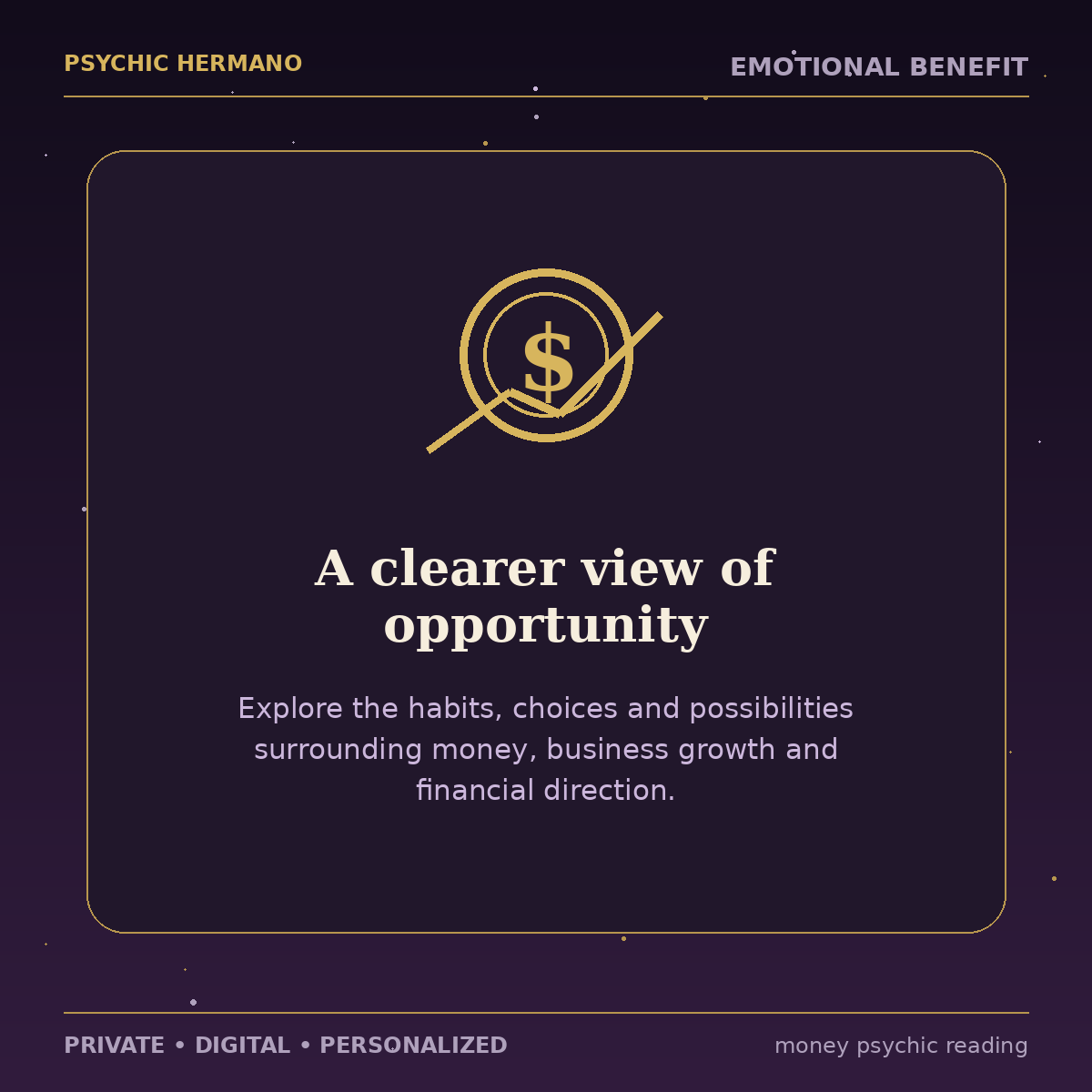 Money Psychic Reading emotional benefit — a clearer view of opportunity