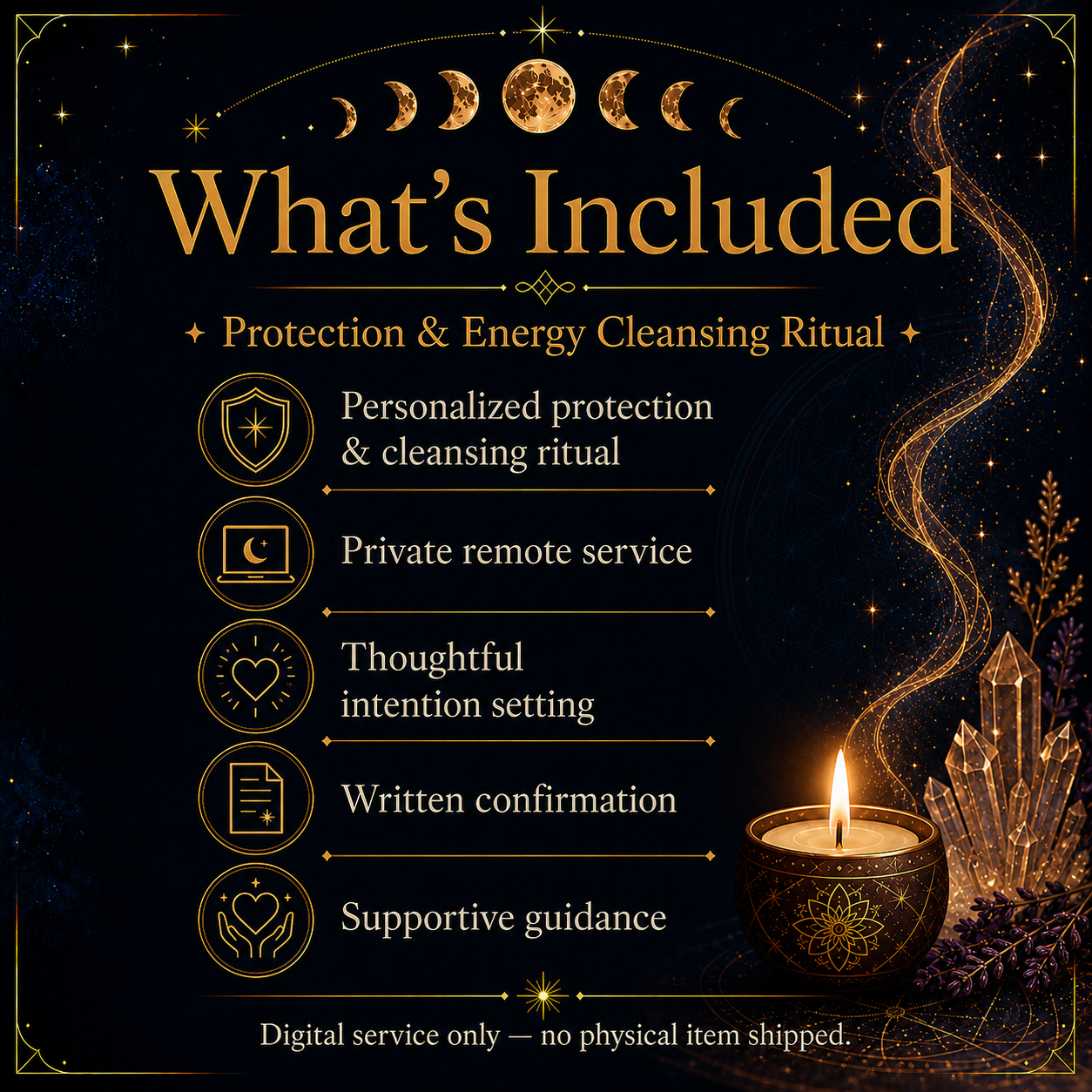 Protection and Energy Cleansing Ritual inclusions and digital service details