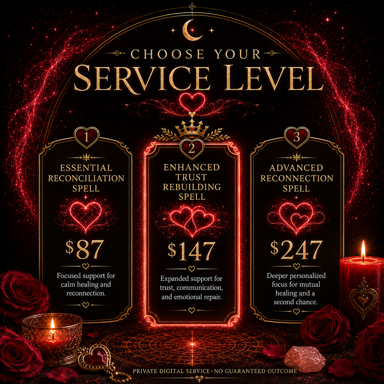 Reconciliation Love Spell service level and price comparison