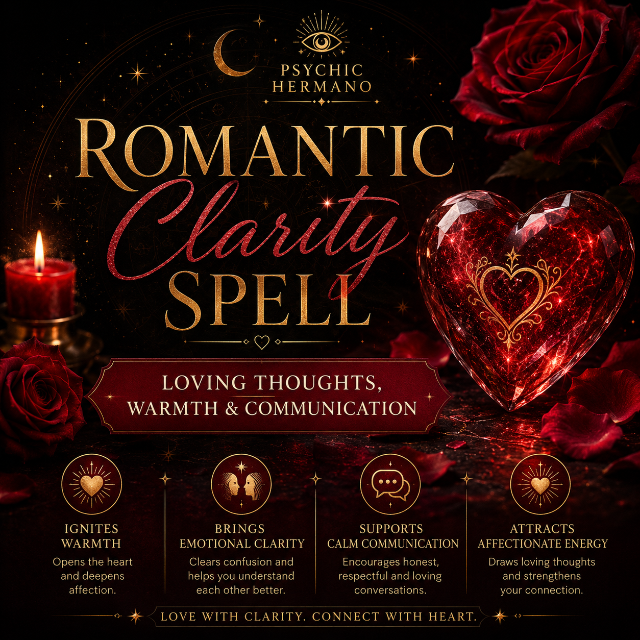 Romantic Clarity Spell for loving thoughts, warmth, emotional clarity, and calm communication