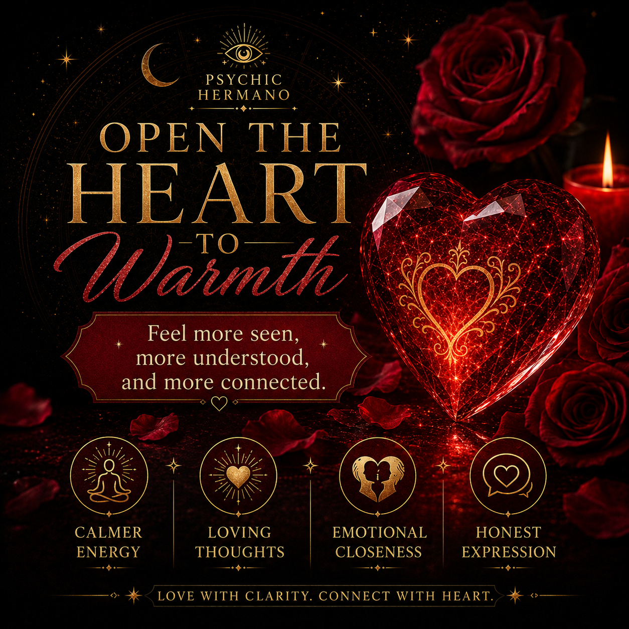Romantic Clarity Spell supporting calmer energy, loving thoughts, emotional closeness, and honest expression