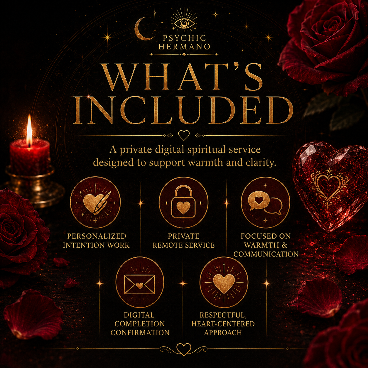 What is included with the Romantic Clarity Spell personalized private remote digital service