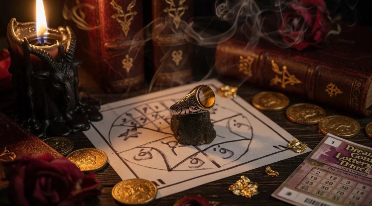 Powerful Witch Lottery Luck & Money Attraction Talisman Tiger Eye Ring Talisman - PsychicHermano