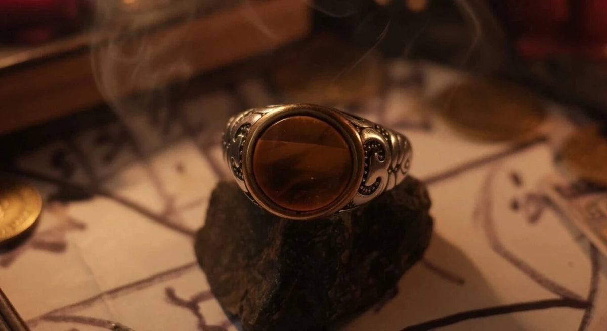 Powerful Witch Lottery Luck & Money Attraction Talisman Tiger Eye Ring Talisman - PsychicHermano