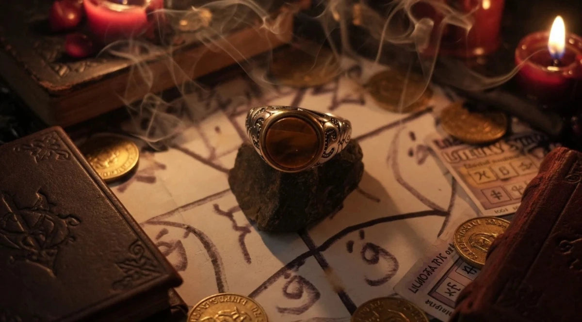 Powerful Witch Lottery Luck & Money Attraction Talisman Tiger Eye Ring Talisman - PsychicHermano