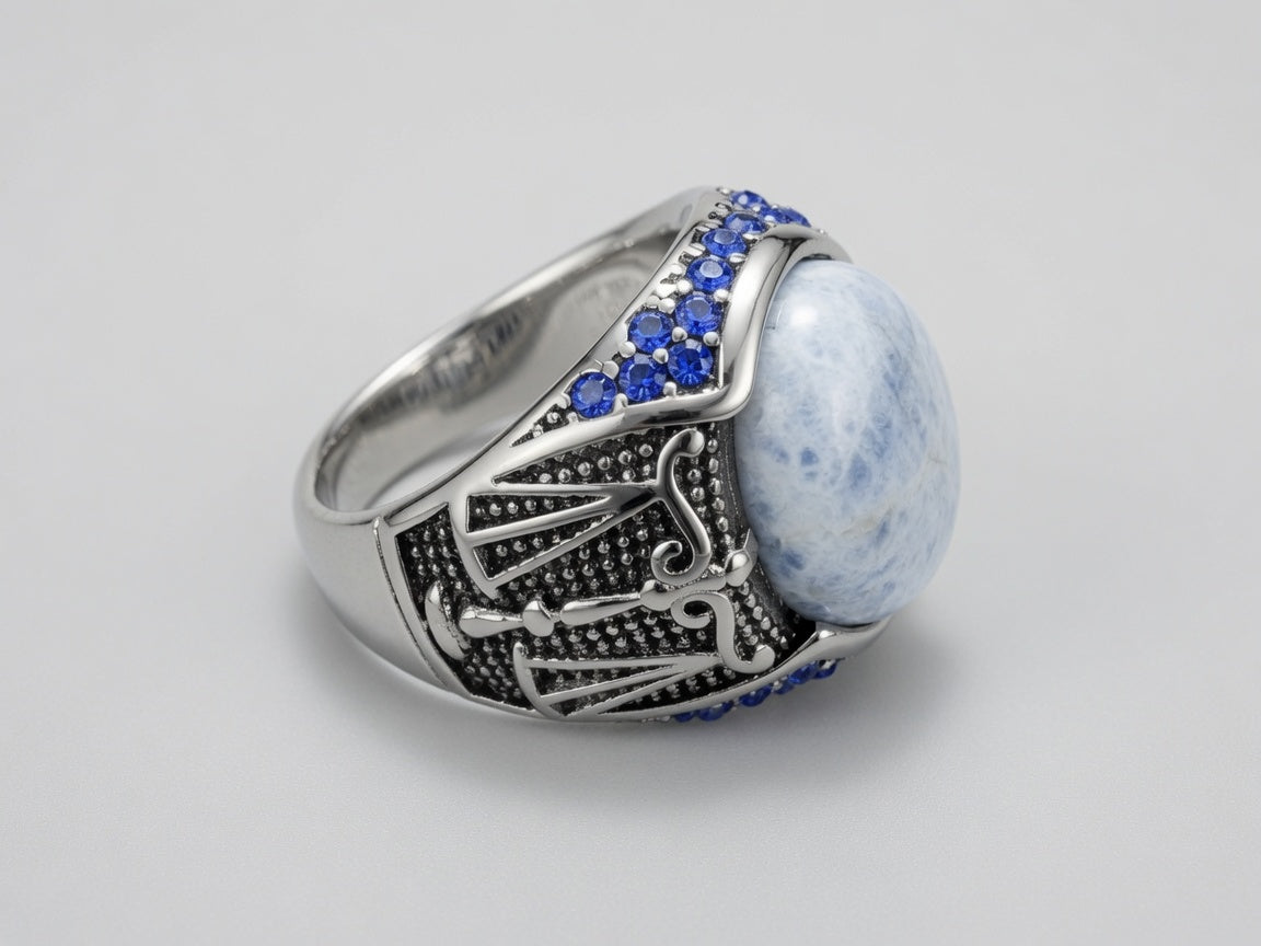 King Djinn Ring of Justice and Power | Sodalite Dominion Talisman | Handcrafted Occult Amulet for Authority, Respect and Command