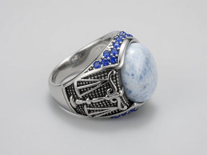 King Djinn Ring of Justice and Power | Sodalite Dominion Talisman | Handcrafted Occult Amulet for Authority, Respect and Command - PsychicHermano