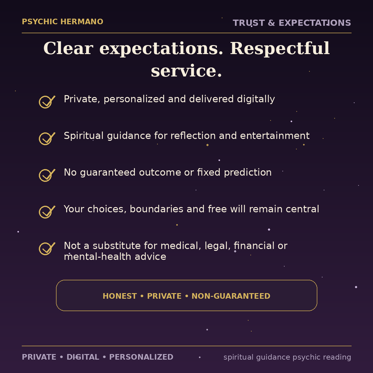 Spiritual Guidance Psychic Reading trust, privacy and expectations