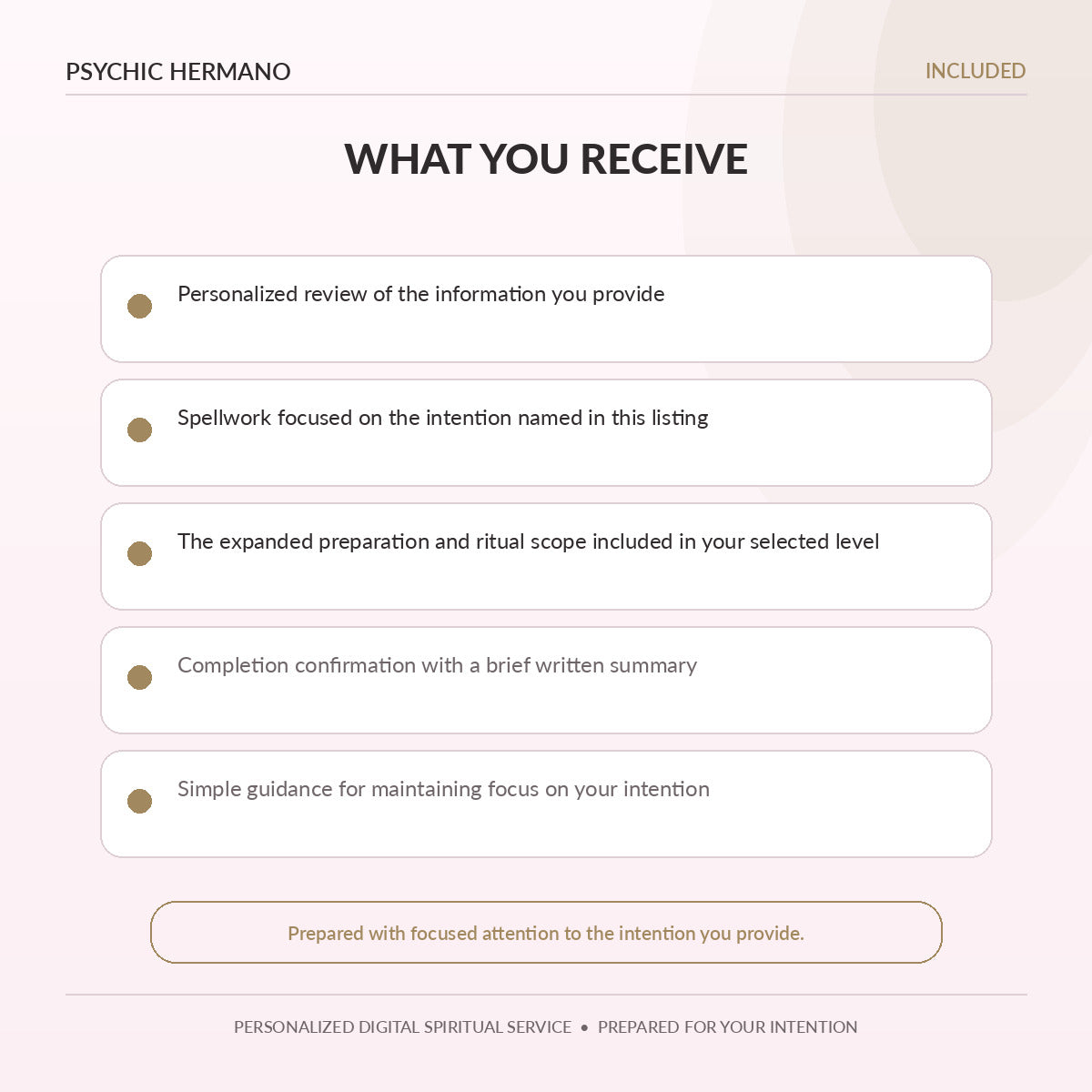 What is included with the Success Spell