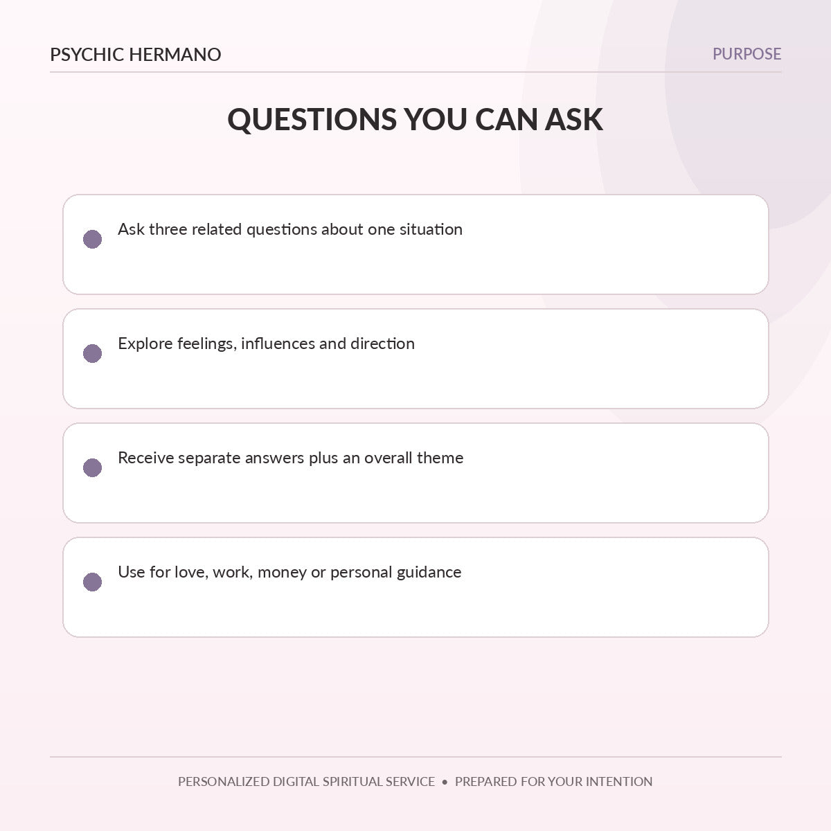 Questions to ask in a Three Question Psychic Reading from Psychic Hermano