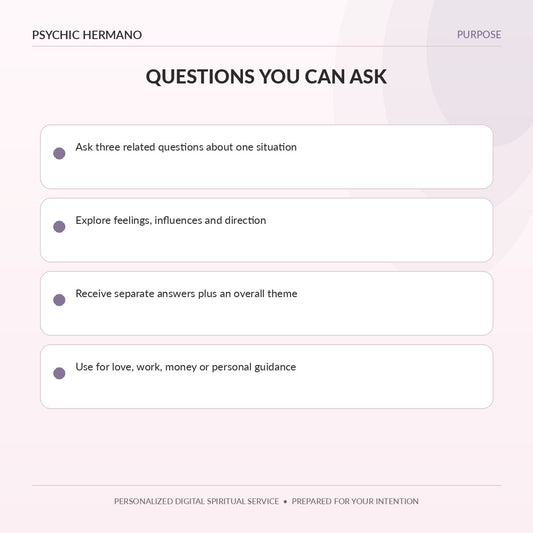 Questions to ask in a Three Question Psychic Reading from Psychic Hermano