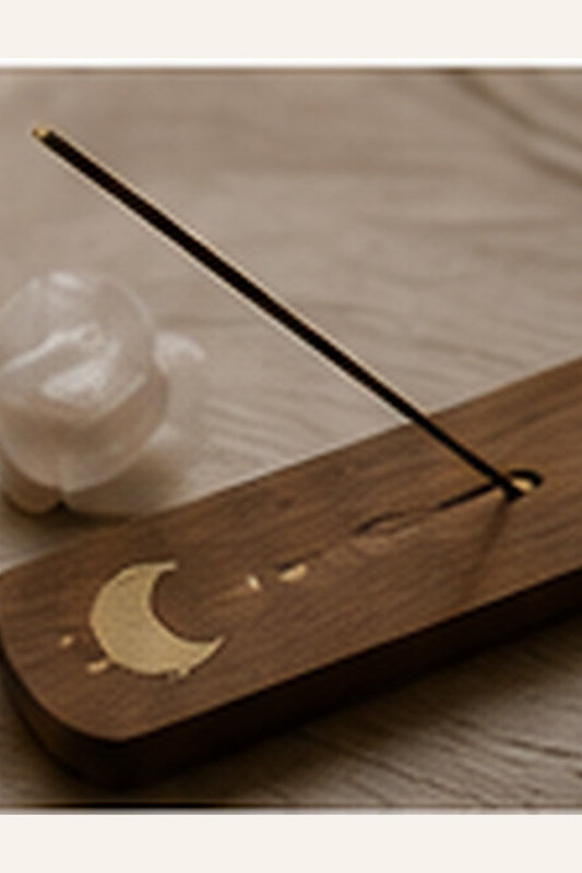 Wooden moon incense holder